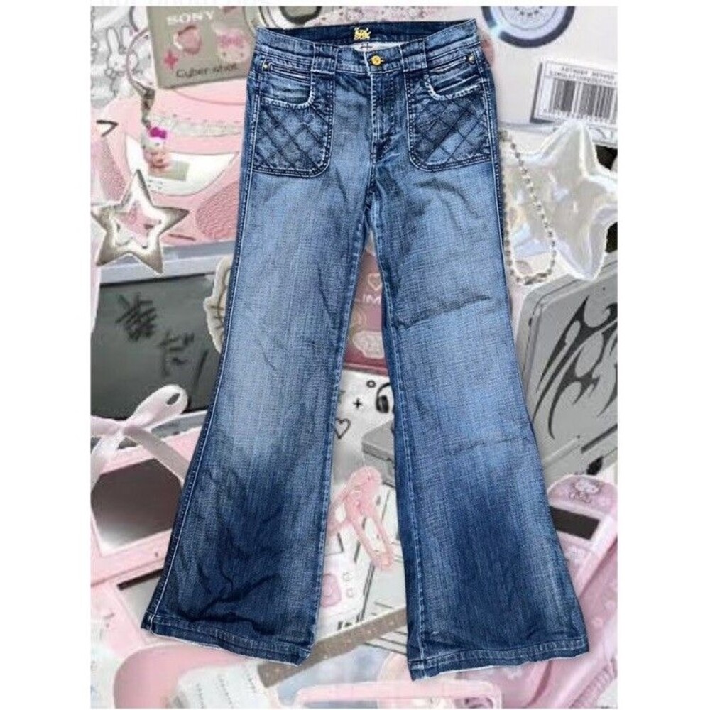 Vintage Y2K 7 for All Mankind Flare Jeans Size 27 Low Rise Dark Wash